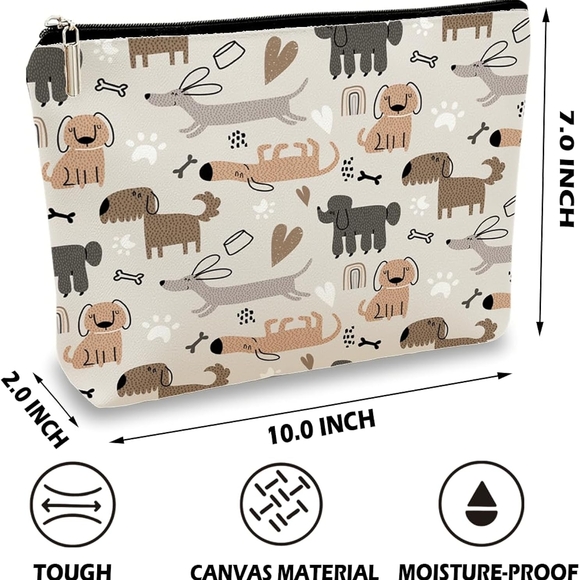 Makeup Pouch With A Dog Patterned - Picture 2 of 3